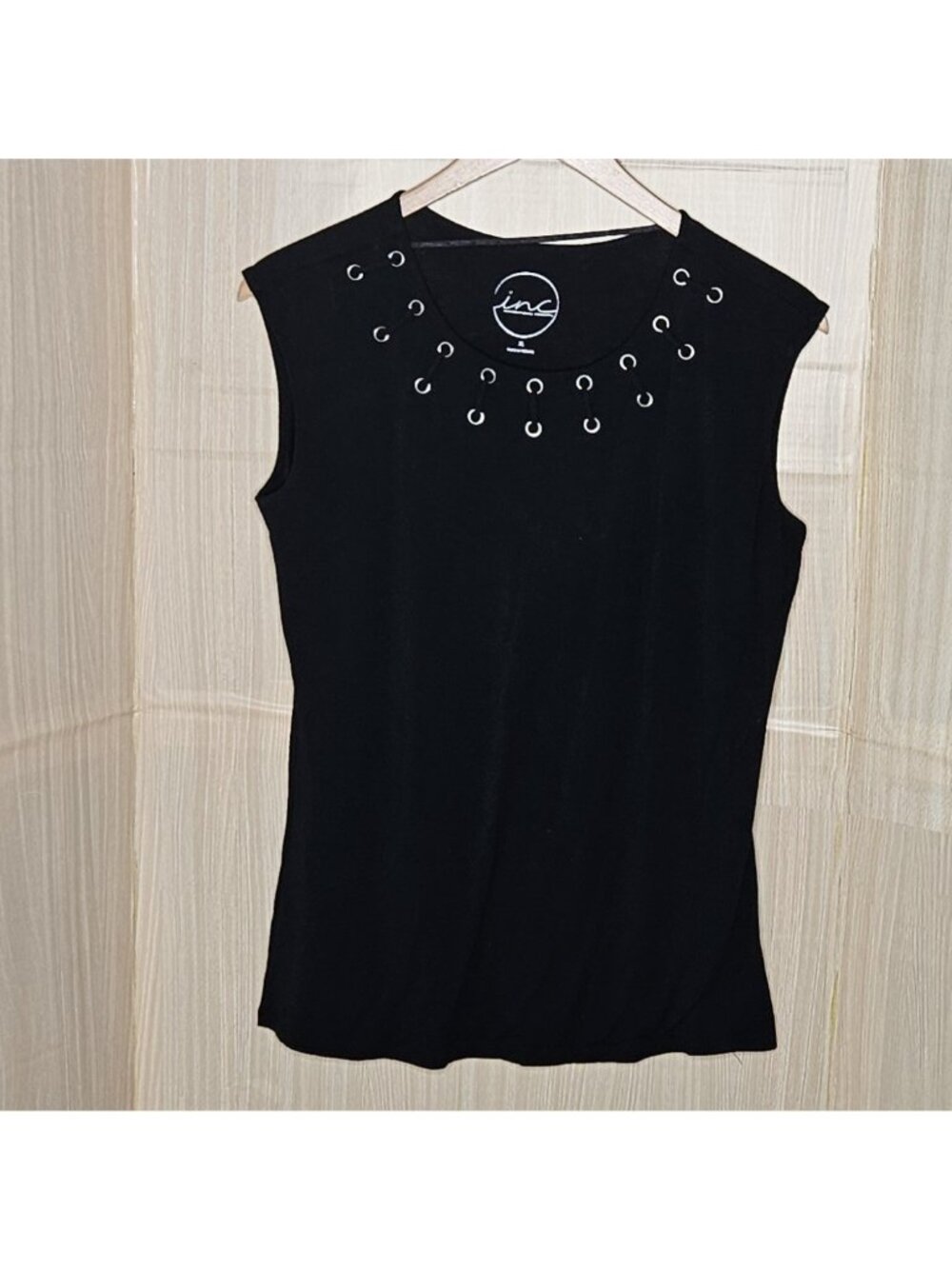 Inc International Concepts Black Sleeveless Stretchy Edgy Top XL